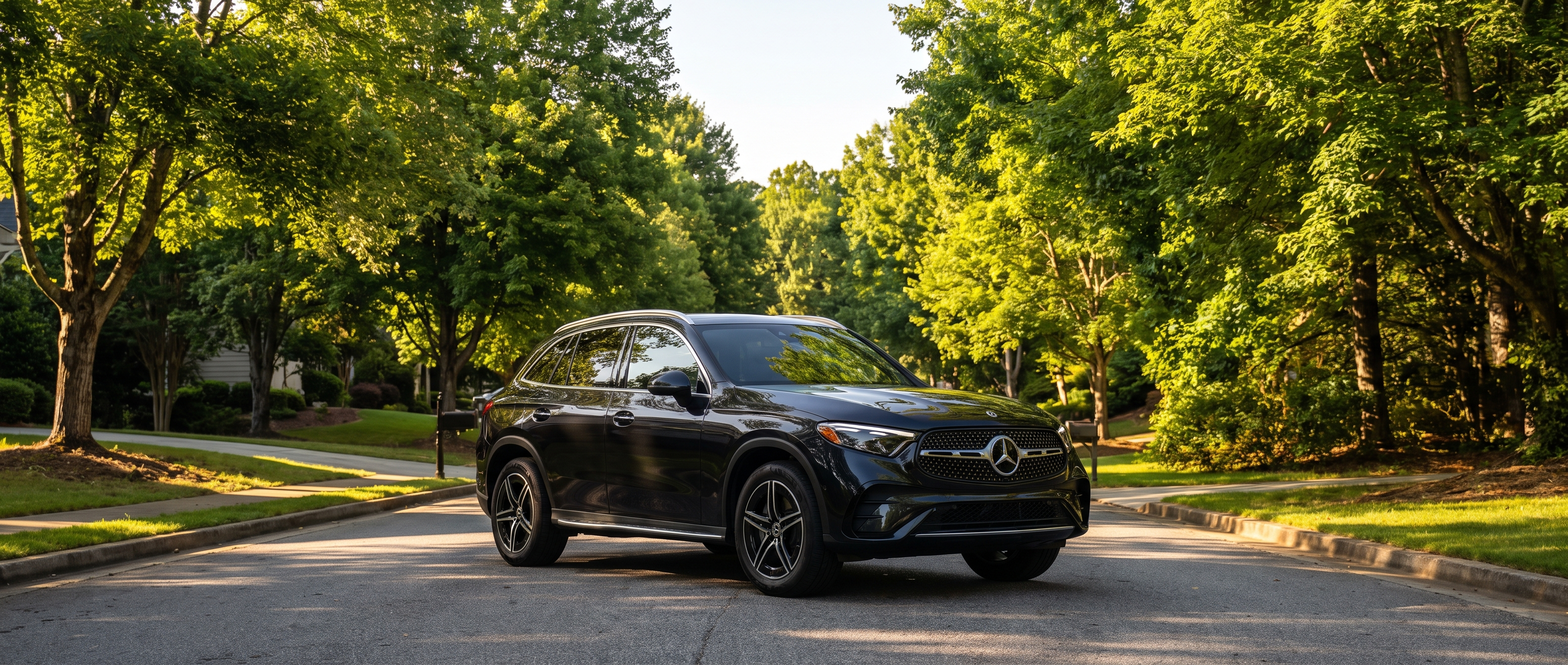 2026 Mercedes-Benz GLC 300 on a tree-lined road near Duluth, GA